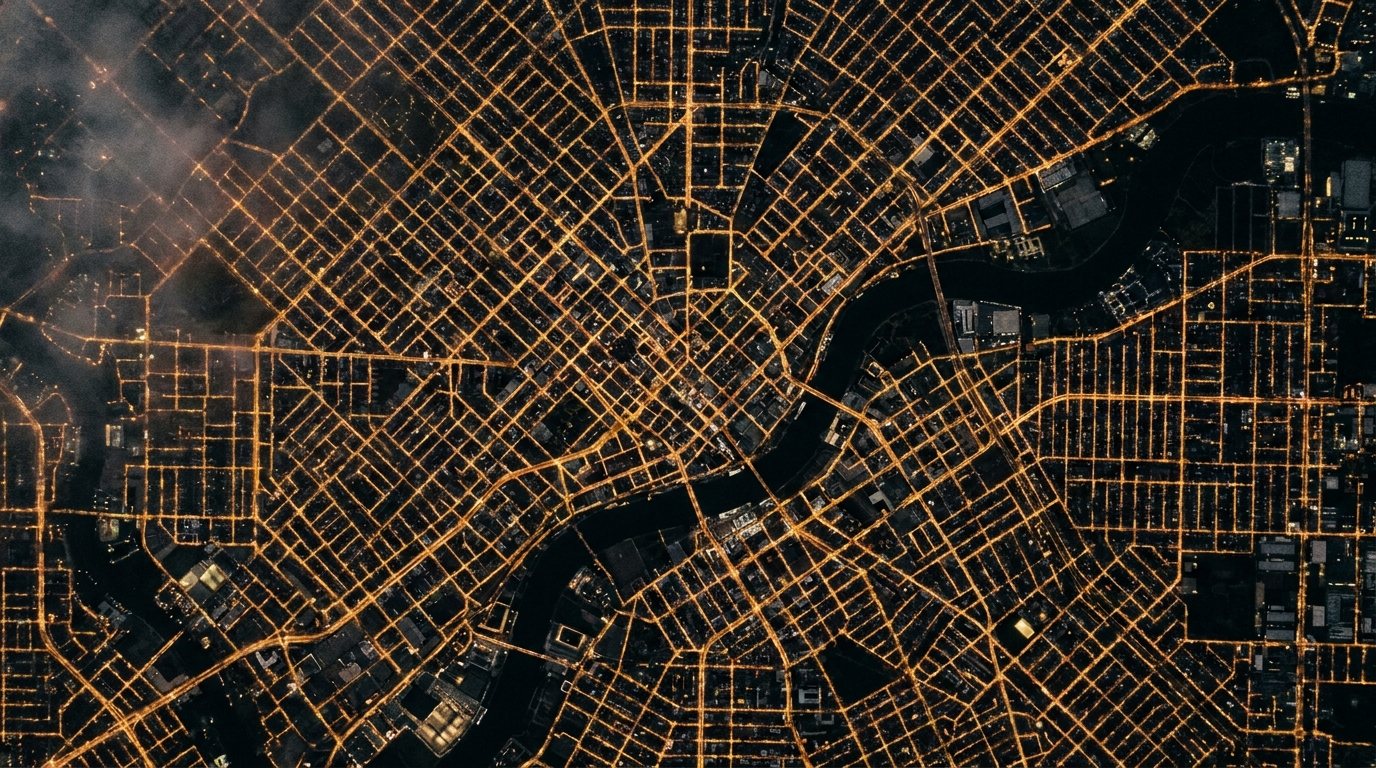 City grid from high altitude